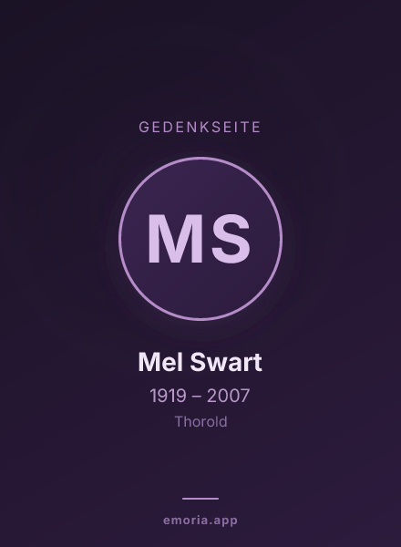 Gedenkportrait von Mel Swart