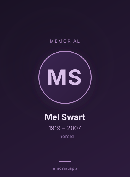 Memorial portrait of Mel Swart
