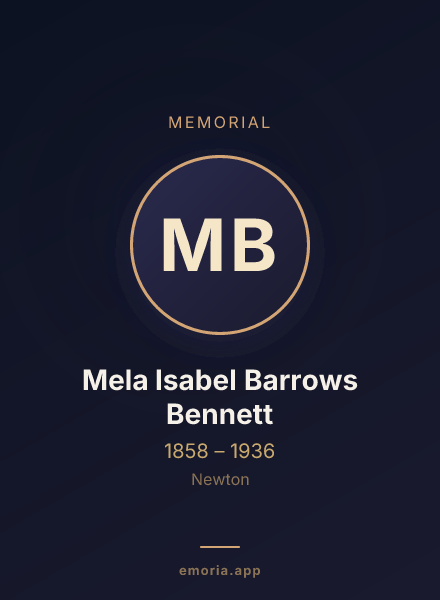 Memorial portrait of Mela Isabel Barrows Bennett