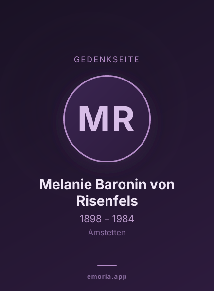 Gedenkportrait von Melanie Baronin von Risenfels