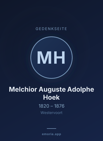 Gedenkportrait von Melchior Auguste Adolphe Hoek
