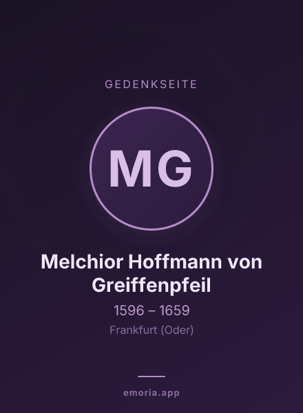 Gedenkportrait von Melchior Hoffmann von Greiffenpfeil