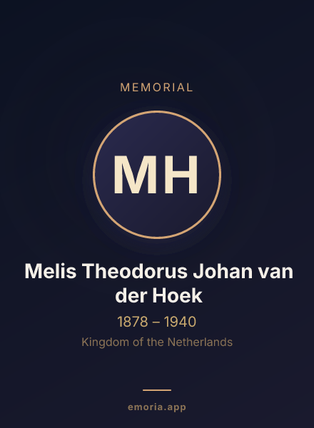 Memorial portrait of Melis Theodorus Johan van der Hoek