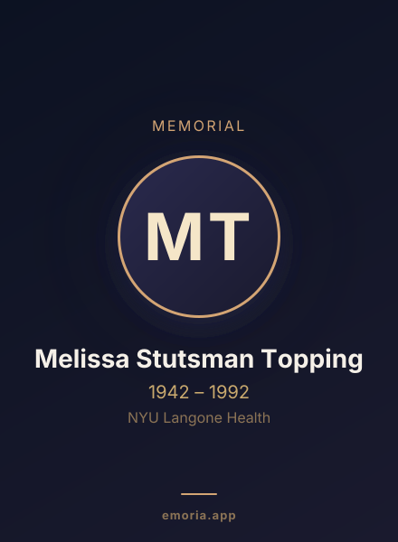Memorial portrait of Melissa Stutsman Topping