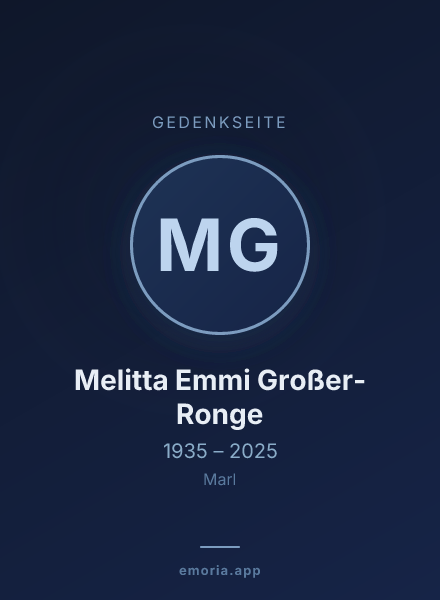 Gedenkportrait von Melitta Emmi Großer-Ronge