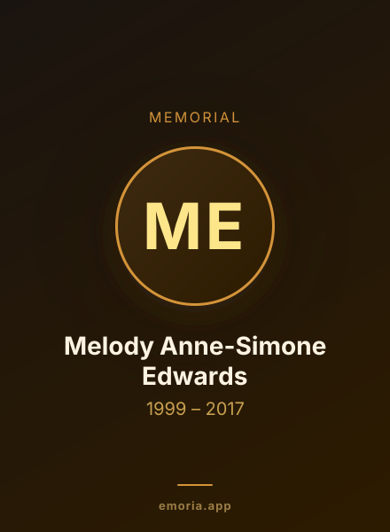 Memorial portrait of Melody Anne-Simone Edwards