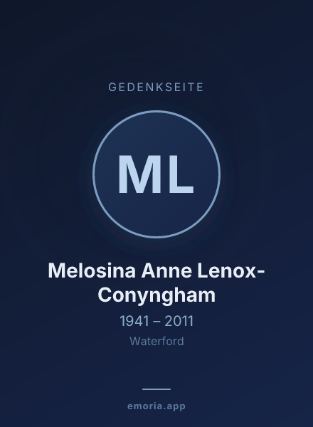 Gedenkportrait von Melosina Anne Lenox-Conyngham
