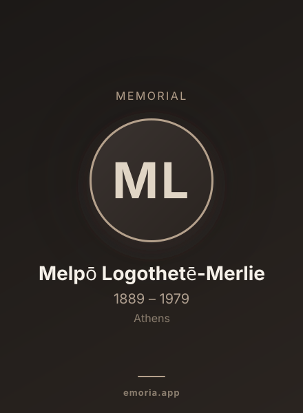 Memorial portrait of Melpō Logothetē-Merlie
