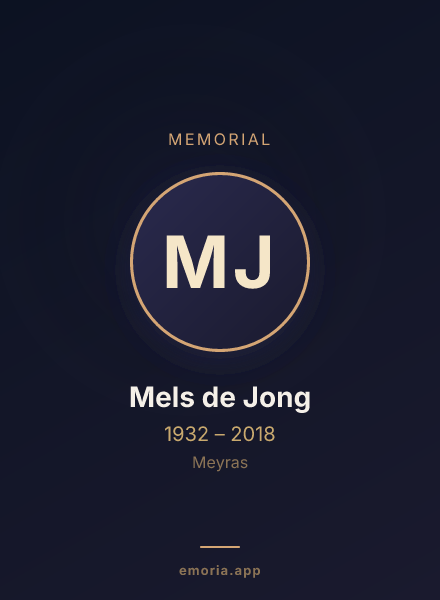 Memorial portrait of Mels de Jong