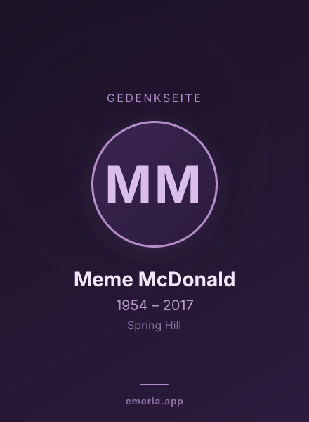Gedenkportrait von Meme McDonald