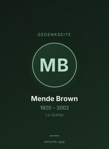 Gedenkportrait von Mende Brown