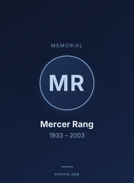 Memorial portrait of Mercer Rang