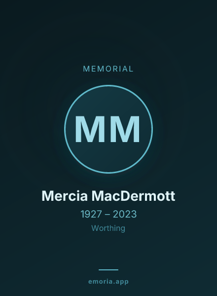 Memorial portrait of Mercia MacDermott