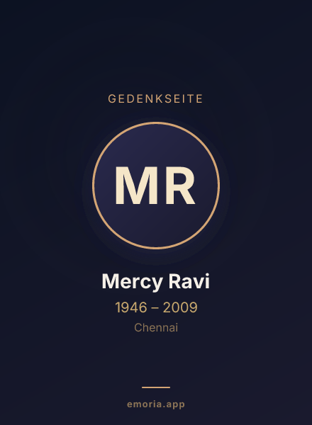 Gedenkportrait von Mercy Ravi