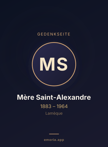 Gedenkportrait von Mère Saint-Alexandre