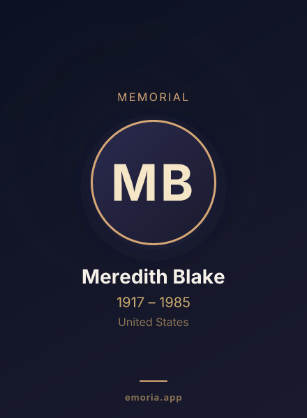Memorial portrait of Meredith Blake