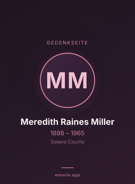 Gedenkportrait von Meredith Raines Miller