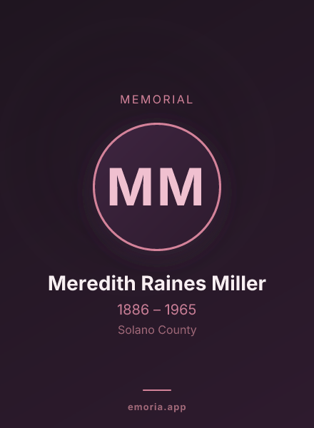 Memorial portrait of Meredith Raines Miller