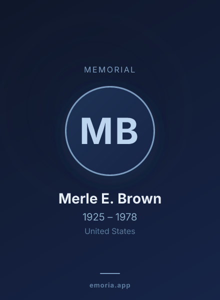 Memorial portrait of Merle E. Brown