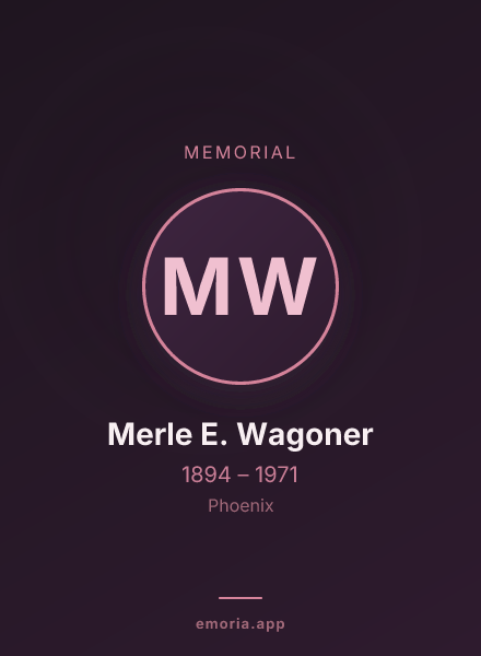 Memorial portrait of Merle E. Wagoner