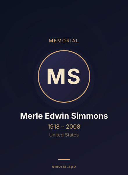 Memorial portrait of Merle Edwin Simmons