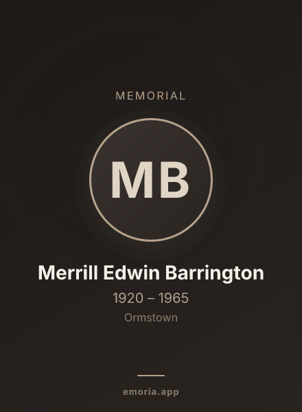 Memorial portrait of Merrill Edwin Barrington