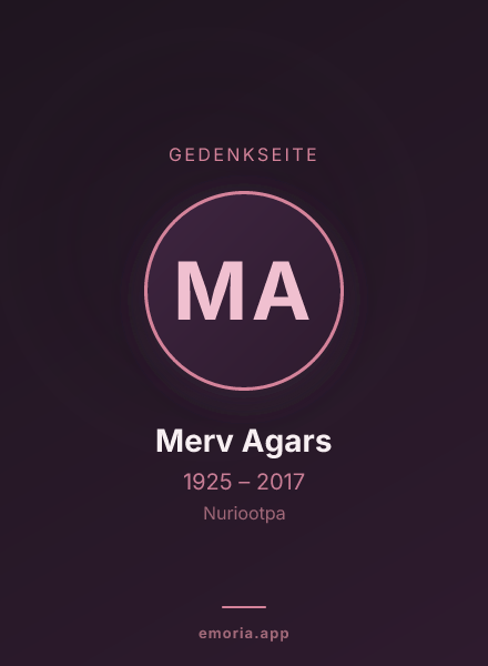 Gedenkportrait von Merv Agars