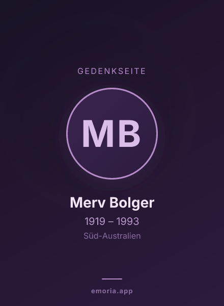 Gedenkportrait von Merv Bolger