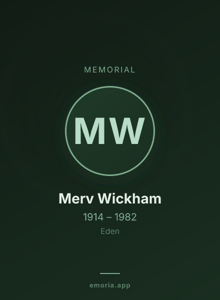 Memorial portrait of Merv Wickham