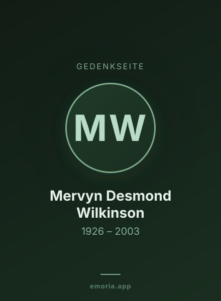 Gedenkportrait von Mervyn Desmond Wilkinson