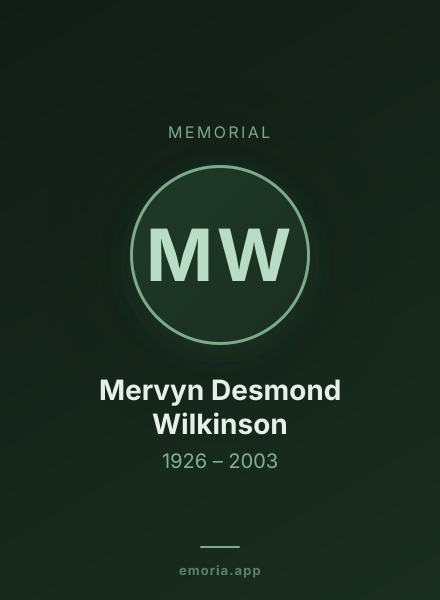 Memorial portrait of Mervyn Desmond Wilkinson