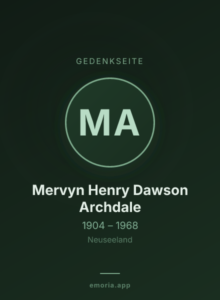 Gedenkportrait von Mervyn Henry Dawson Archdale
