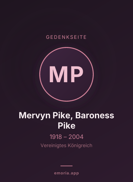 Gedenkportrait von Mervyn Pike, Baroness Pike