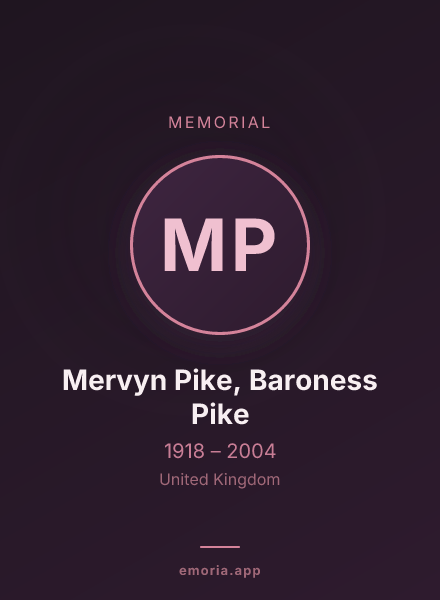 Memorial portrait of Mervyn Pike, Baroness Pike
