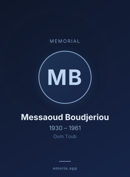 Memorial portrait of Messaoud Boudjeriou