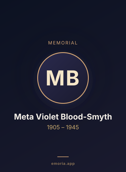 Memorial portrait of Meta Violet Blood-Smyth