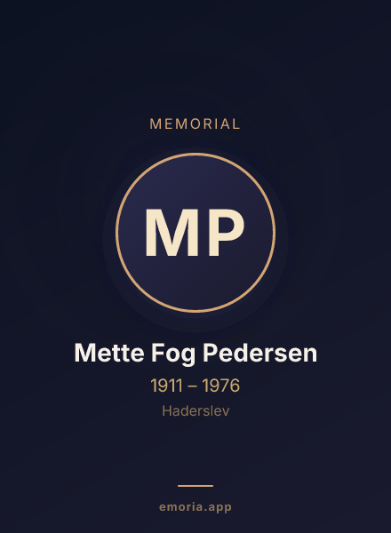 Memorial portrait of Mette Fog Pedersen