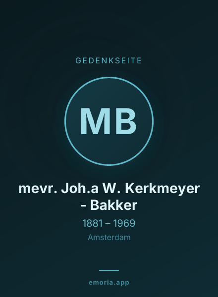 Gedenkportrait von mevr. Joh.a W. Kerkmeyer - Bakker