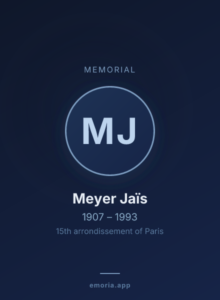 Memorial portrait of Meyer Jaïs