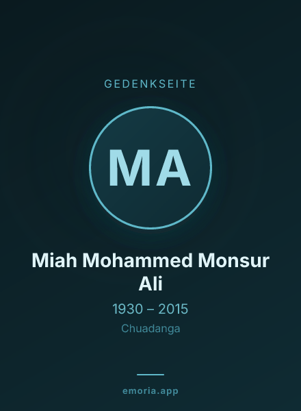 Gedenkportrait von Miah Mohammed Monsur Ali