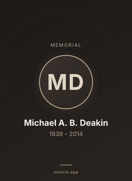 Memorial portrait of Michael A. B. Deakin