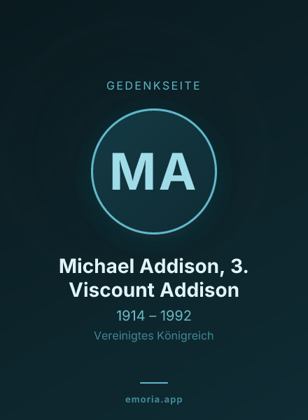 Gedenkportrait von Michael Addison, 3. Viscount Addison