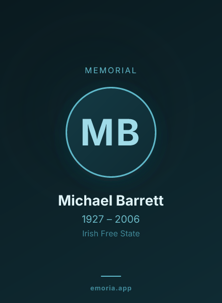 Memorial portrait of Michael Barrett