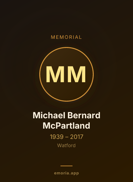 Memorial portrait of Michael Bernard McPartland
