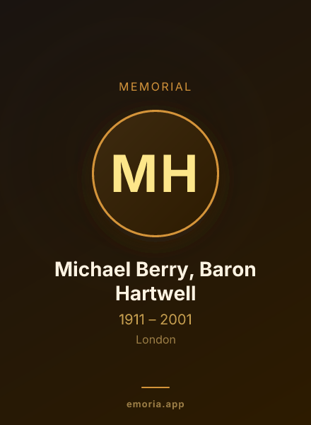 Memorial portrait of Michael Berry, Baron Hartwell