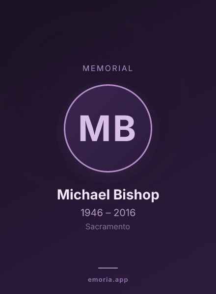 Memorial portrait of Michael Bishop