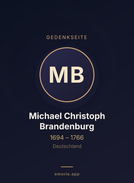Gedenkportrait von Michael Christoph Brandenburg