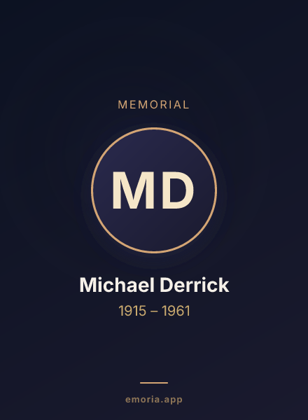 Memorial portrait of Michael Derrick