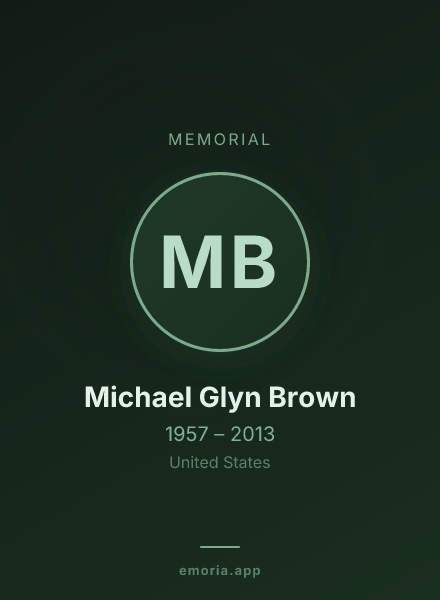 Memorial portrait of Michael Glyn Brown