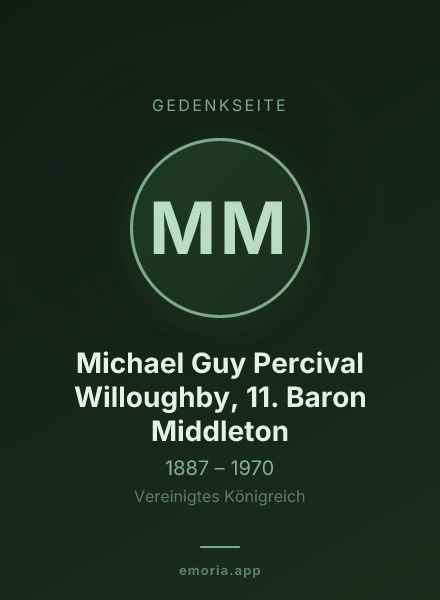 Gedenkportrait von Michael Guy Percival Willoughby, 11. Baron Middleton